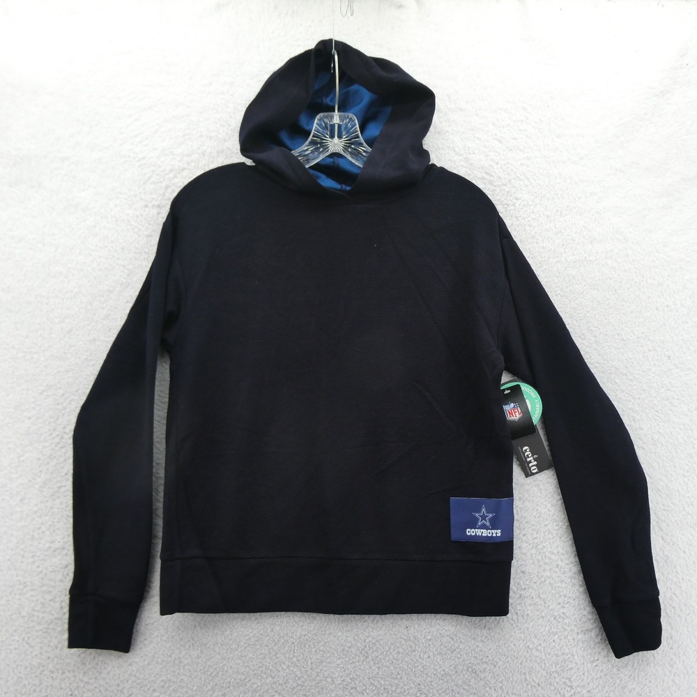 Certo Hoodie Women Small Dallas Cowboys Black Waffle Knit NFL Pullover New‎